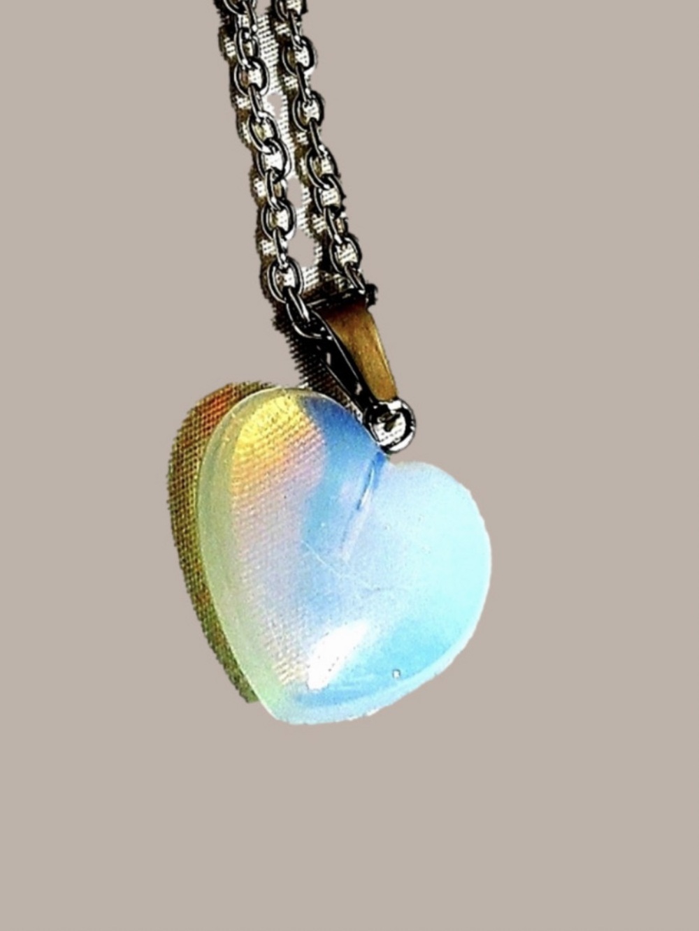 Silver Necklace with Opal heart pendant New!